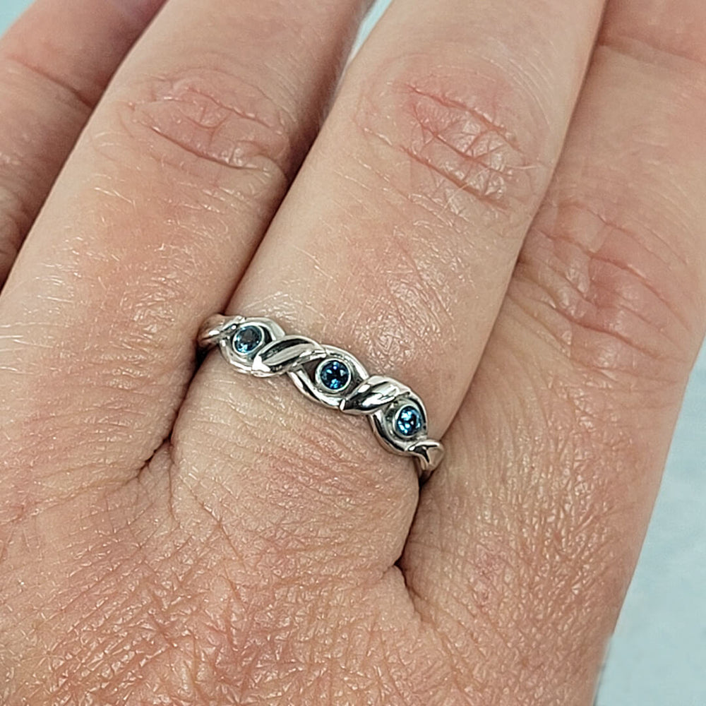 Braided Vine London Blue Topaz Ring in Sterling Silver