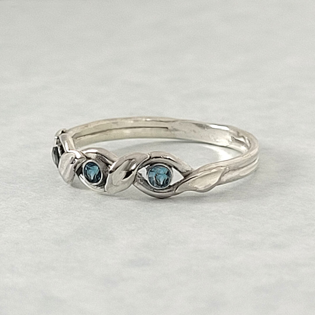 Braided Vine London Blue Topaz Ring in Sterling Silver