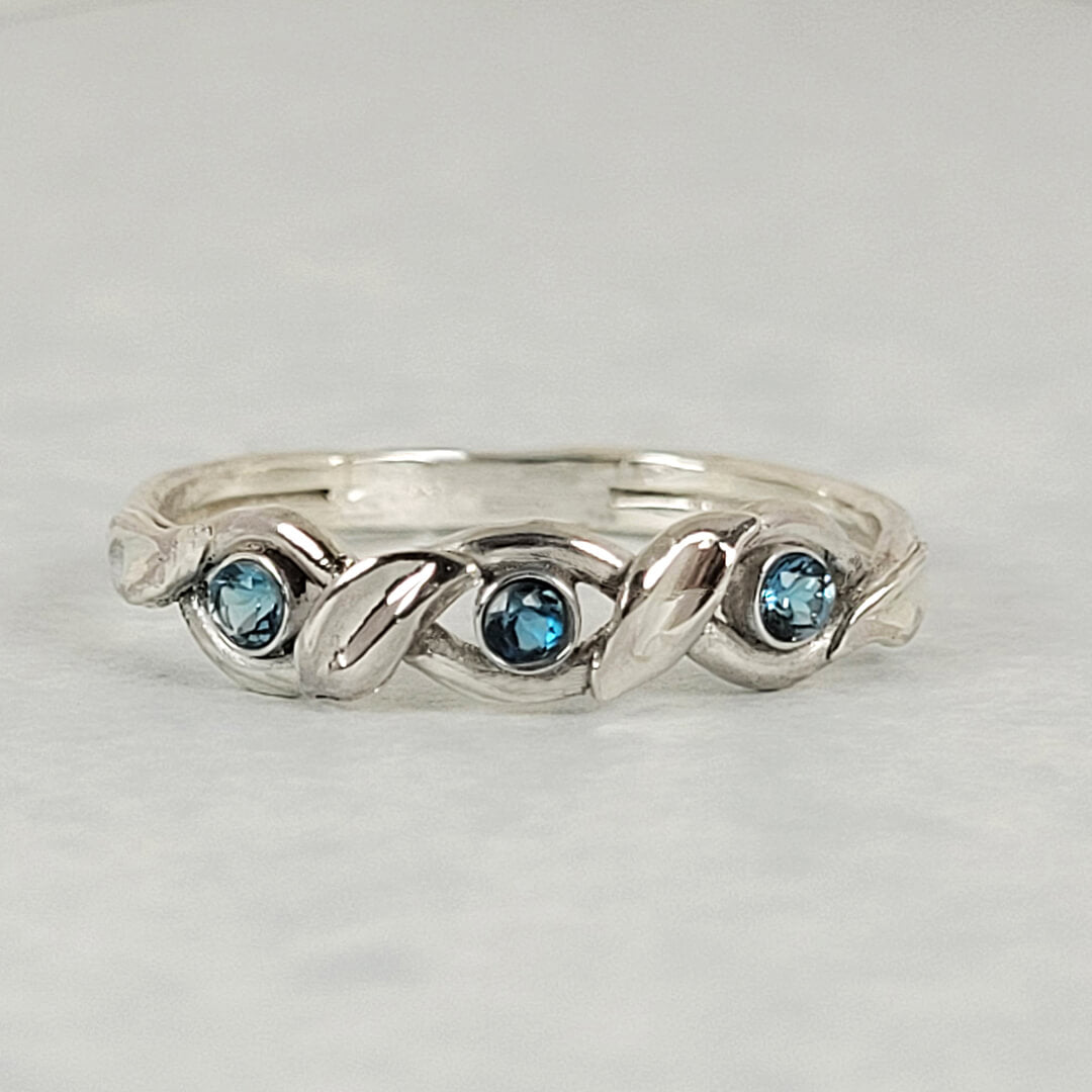 Braided Vine London Blue Topaz Ring in Sterling Silver