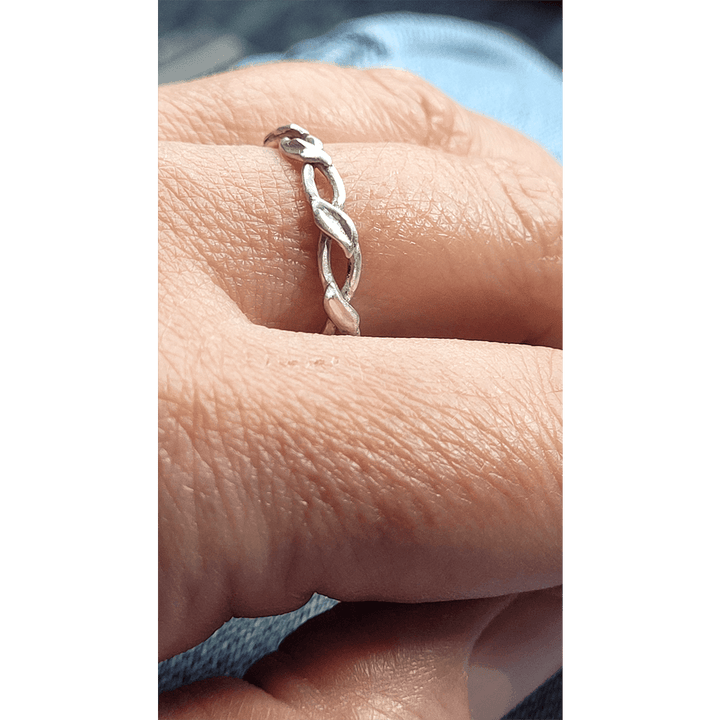 Entwined Leaf and Vine Ring in Sterling Silver