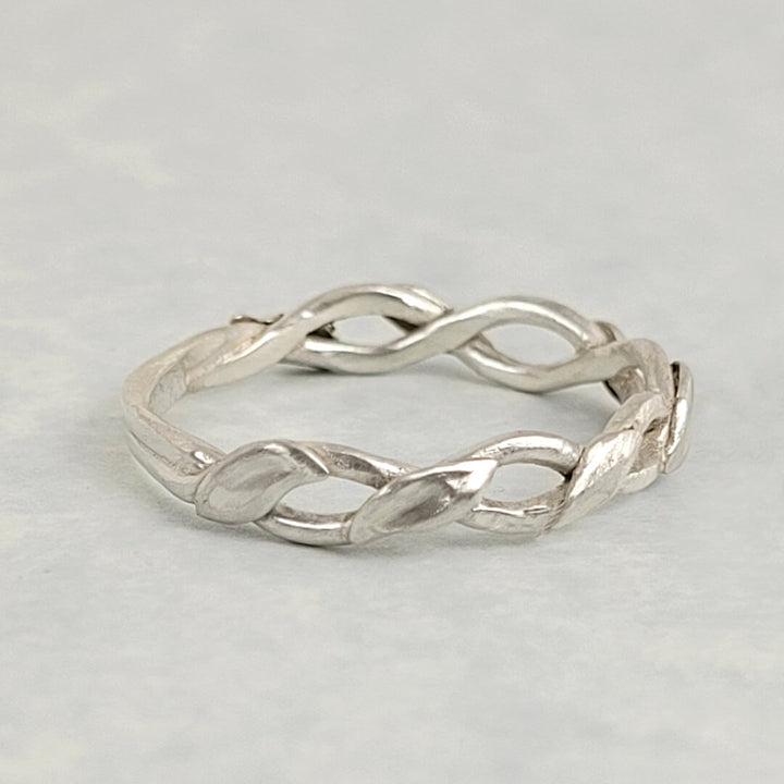 Entwined Leaf and Vine Ring in Sterling Silver