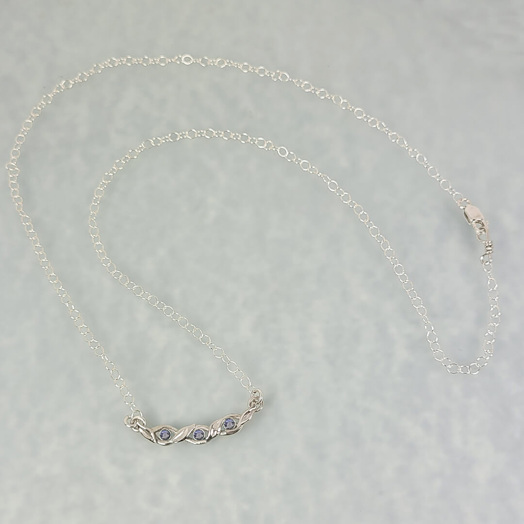 Braided Vine Tanzanite Necklace in Sterling Silver