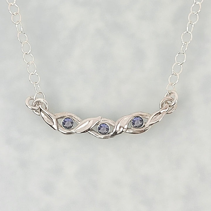 Braided Vine Tanzanite Necklace in Sterling Silver