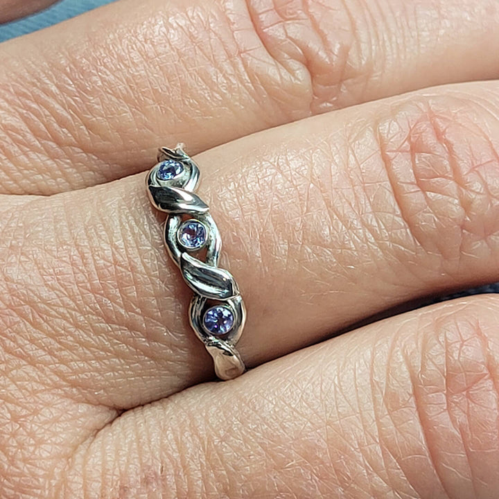 Braided Vine Tanzanite Ring in Sterling Silver