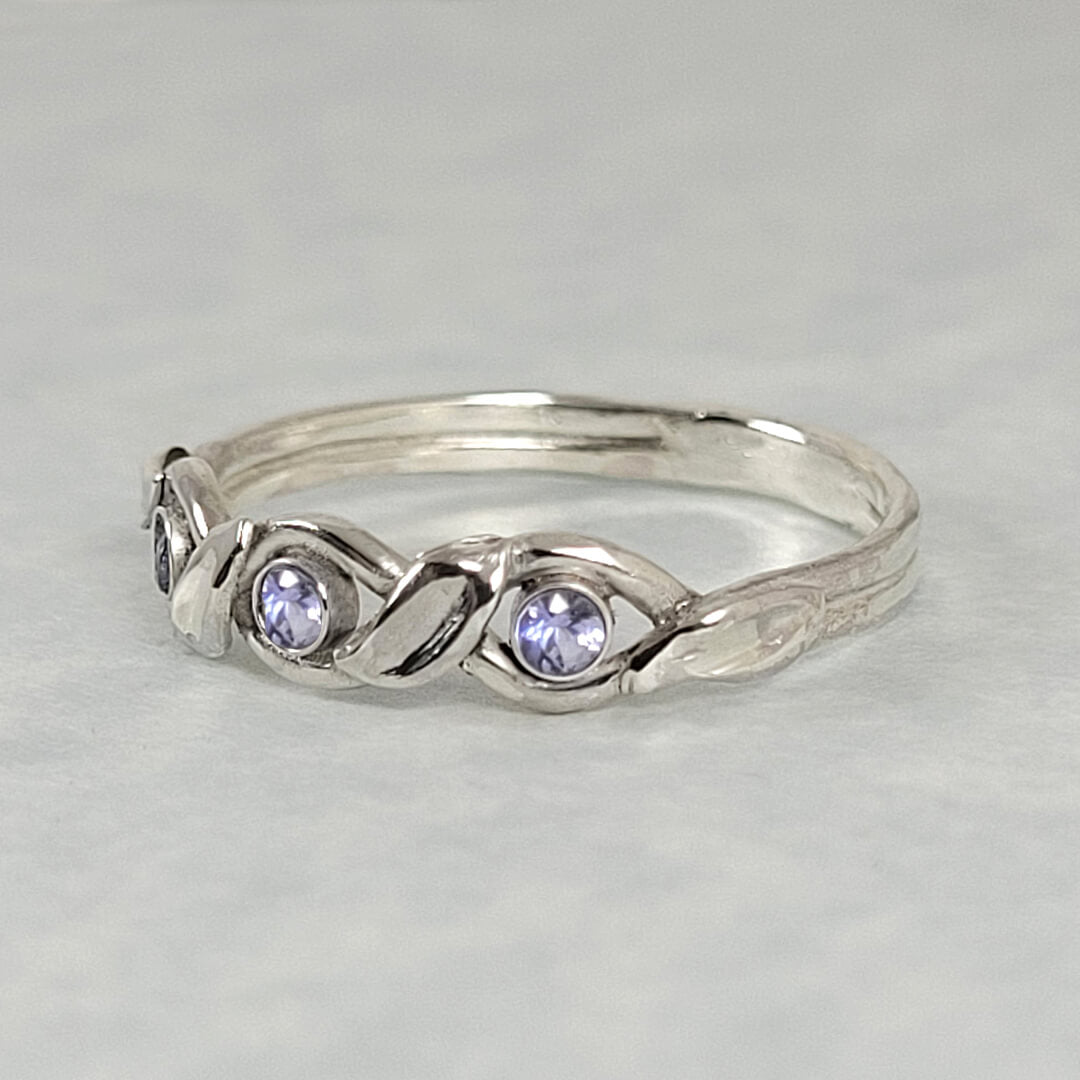 Braided Vine Tanzanite Ring in Sterling Silver