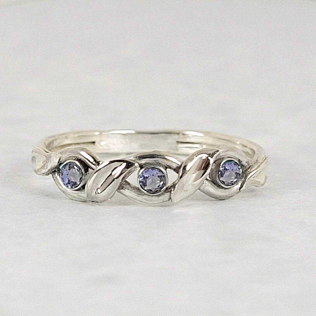 Braided Vine Tanzanite Ring in Sterling Silver