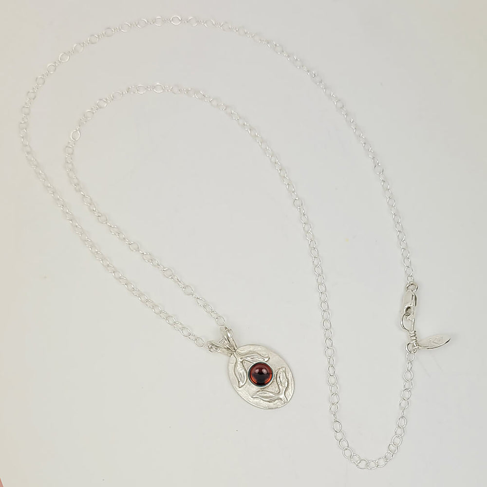 Marquise Leaf Garnet Necklace in Sterling Silver