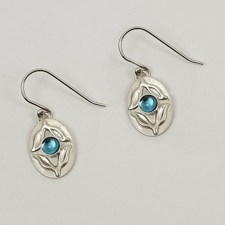 Marquise Leaf London Blue Topaz Earrings in Sterling Silver