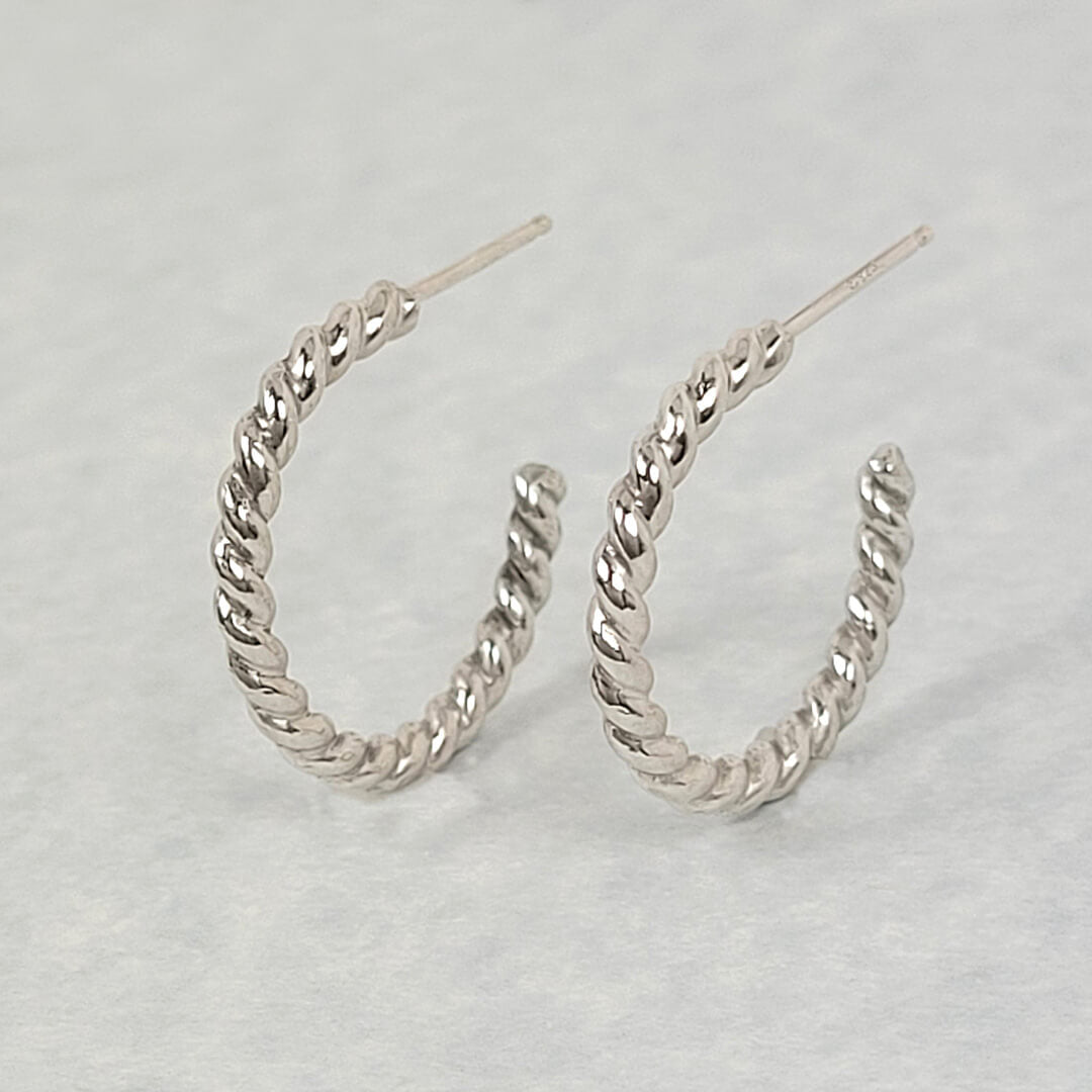 Medium Twisted Hoop Earrings in Sterling Silver