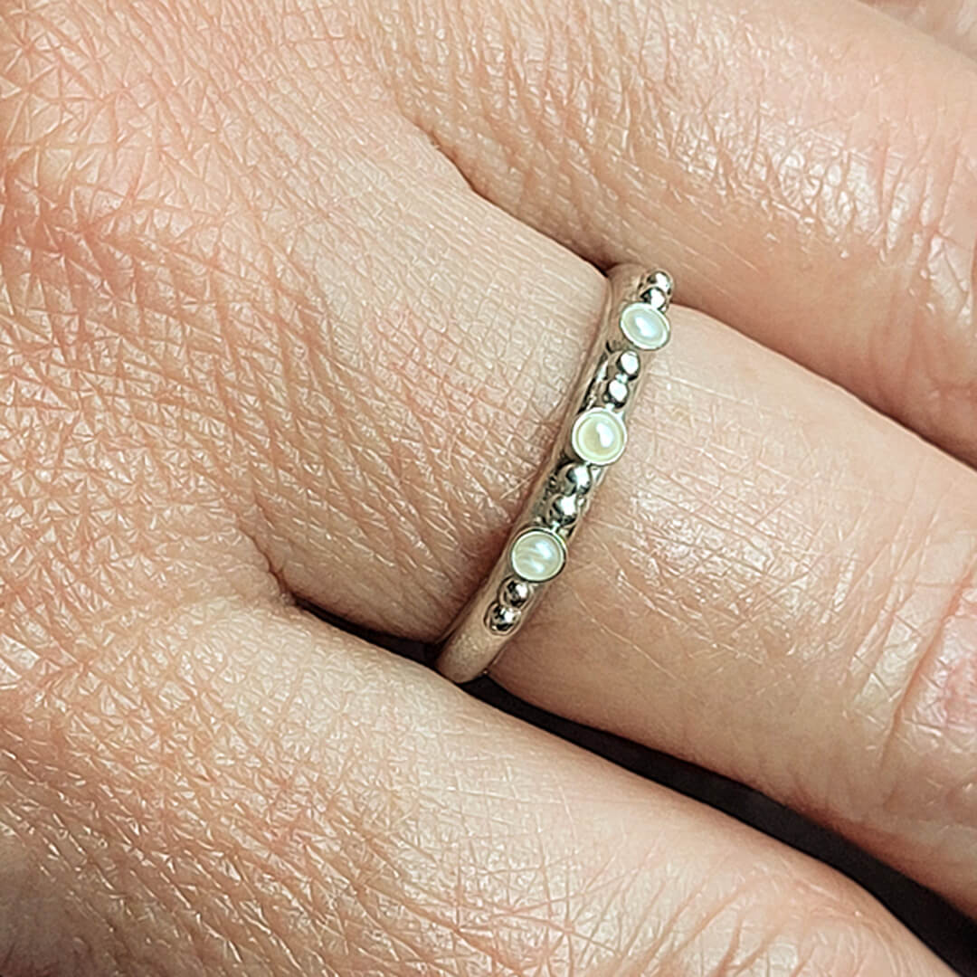 Pearl Ring Band in Sterling Silver