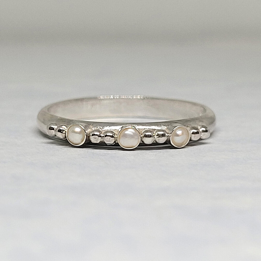 Pearl Ring Band in Sterling Silver