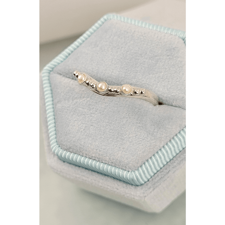 Pearl Curved Band in Sterling Silver