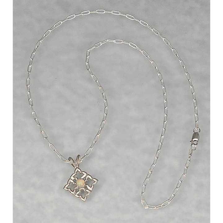 Quatrefoil Opal Necklace in Sterling Silver