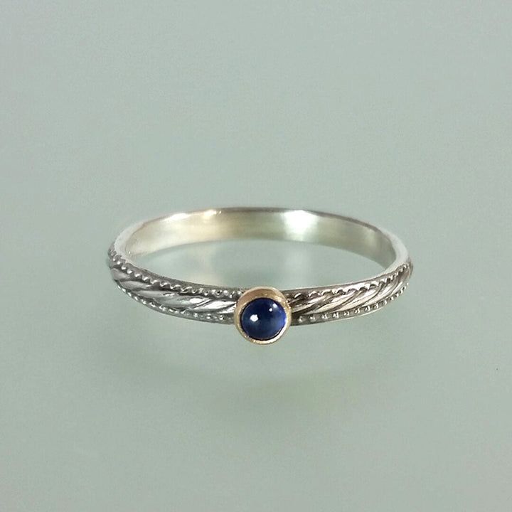 vintage style blue sapphire stacking ring