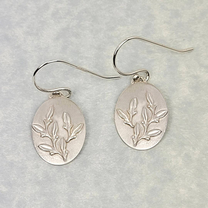 floral leaf drop earrings in sterling silver
