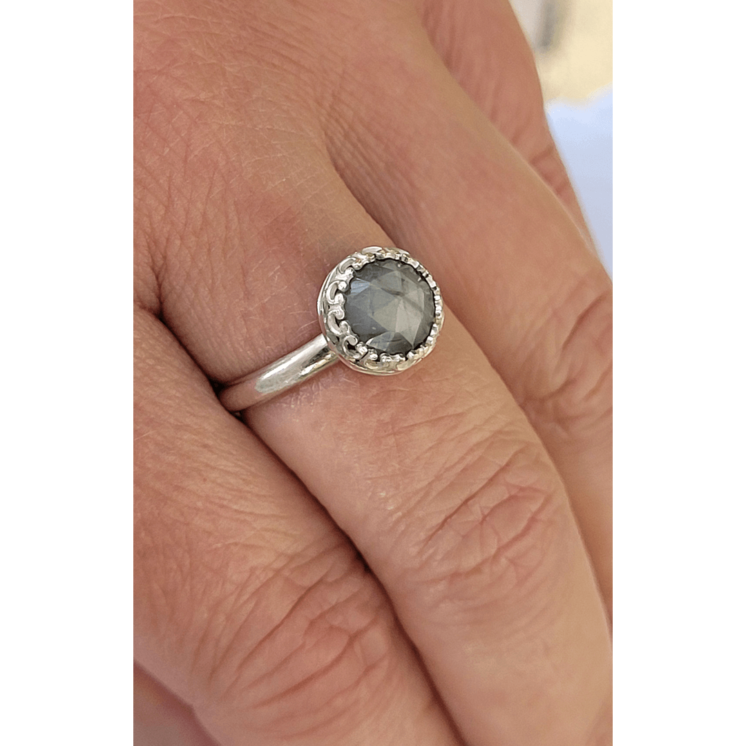 Silvery Gray Sapphire Ring in Sterling Silver