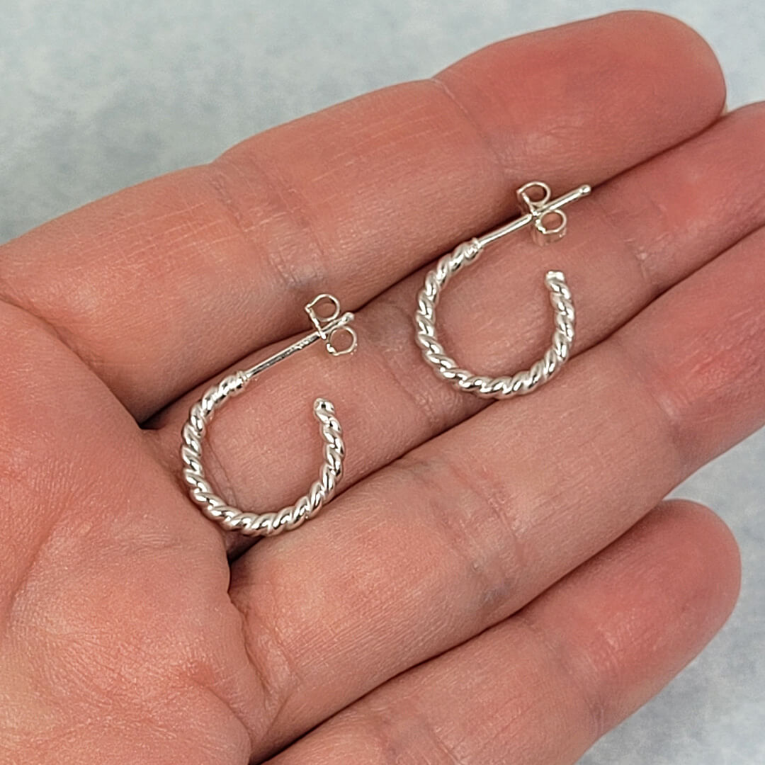 Small Twisted Hoop Earrings in Sterling Silver