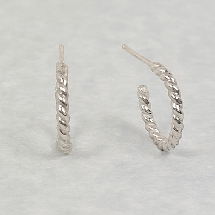 Small Twisted Hoop Earrings in Sterling Silver