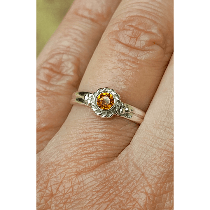 Spessartite garnet ring in sterling silver, vintage style