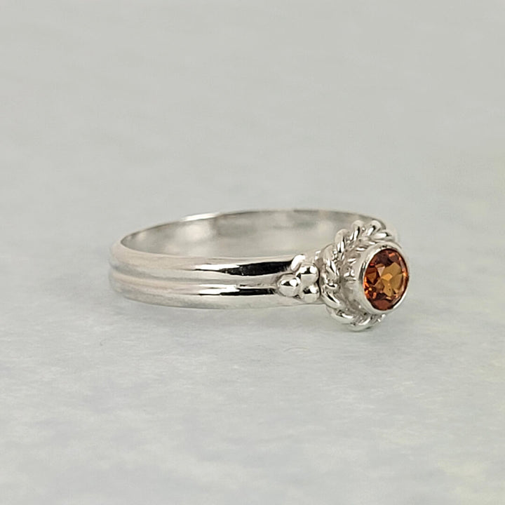 Spessartite garnet ring in sterling silver, vintage style