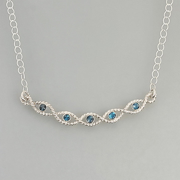 Braided London Blue Topaz Necklace in Sterling Silver