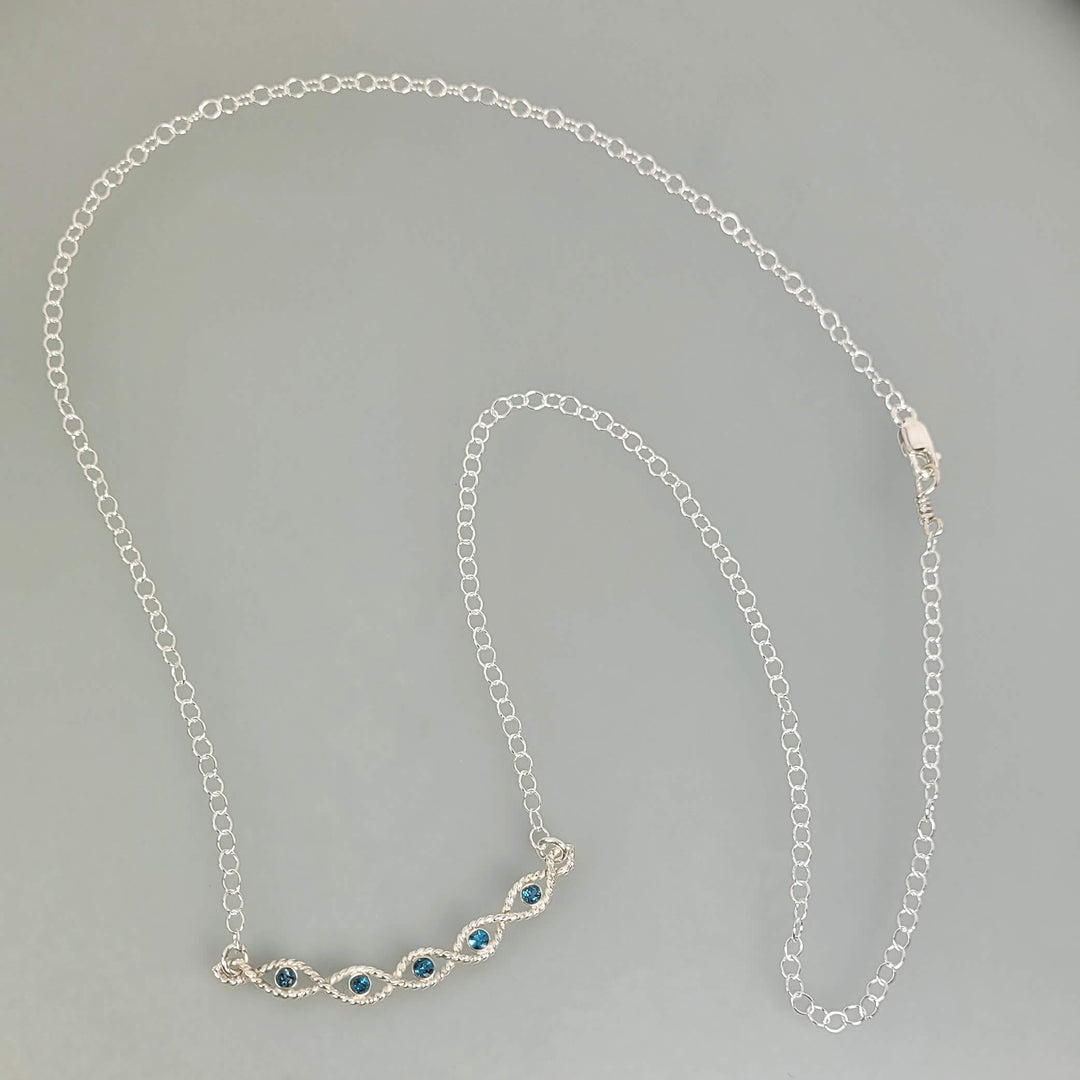 Braided London Blue Topaz Necklace in Sterling Silver