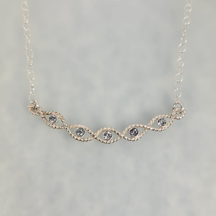 Braided Gray Spinel Necklace in Sterling Silver