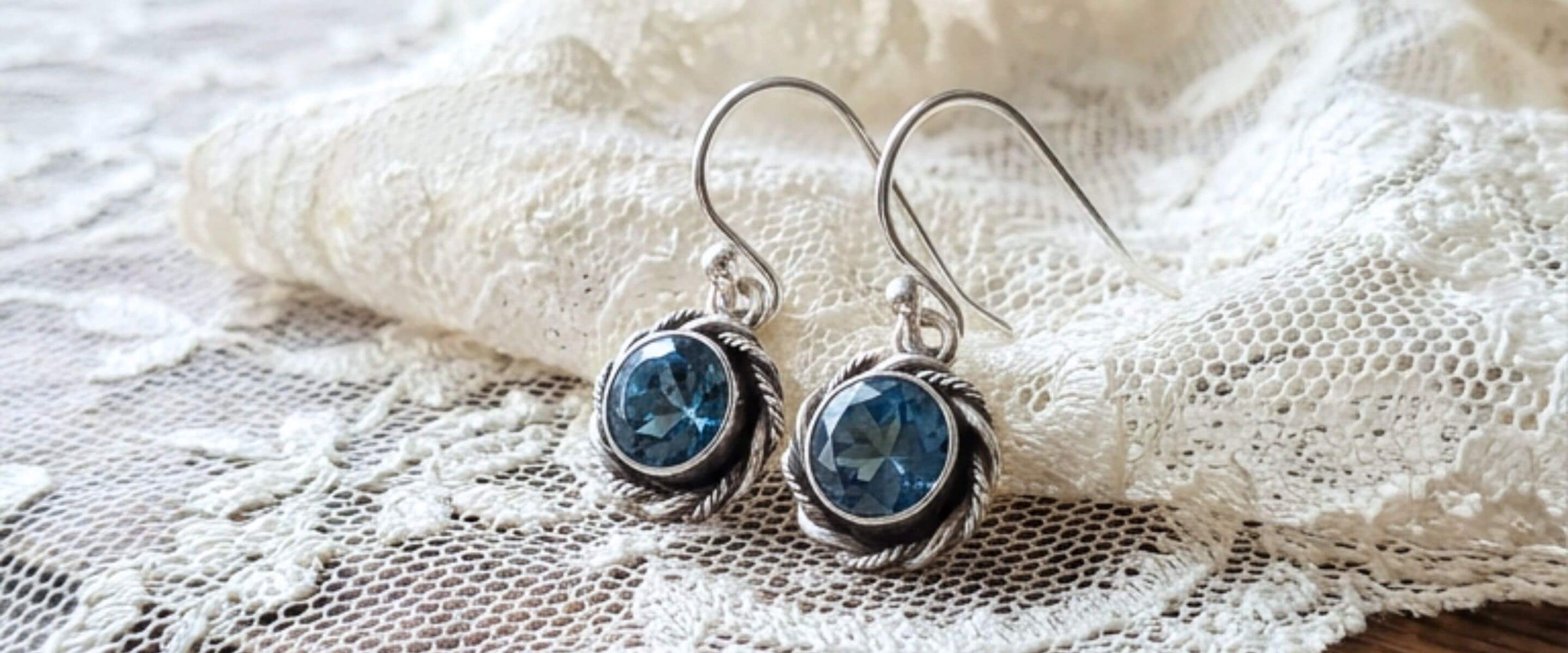 sterling silver London blue topaz drop earrings - Handmade artisan earrings by Kryzia Kreations