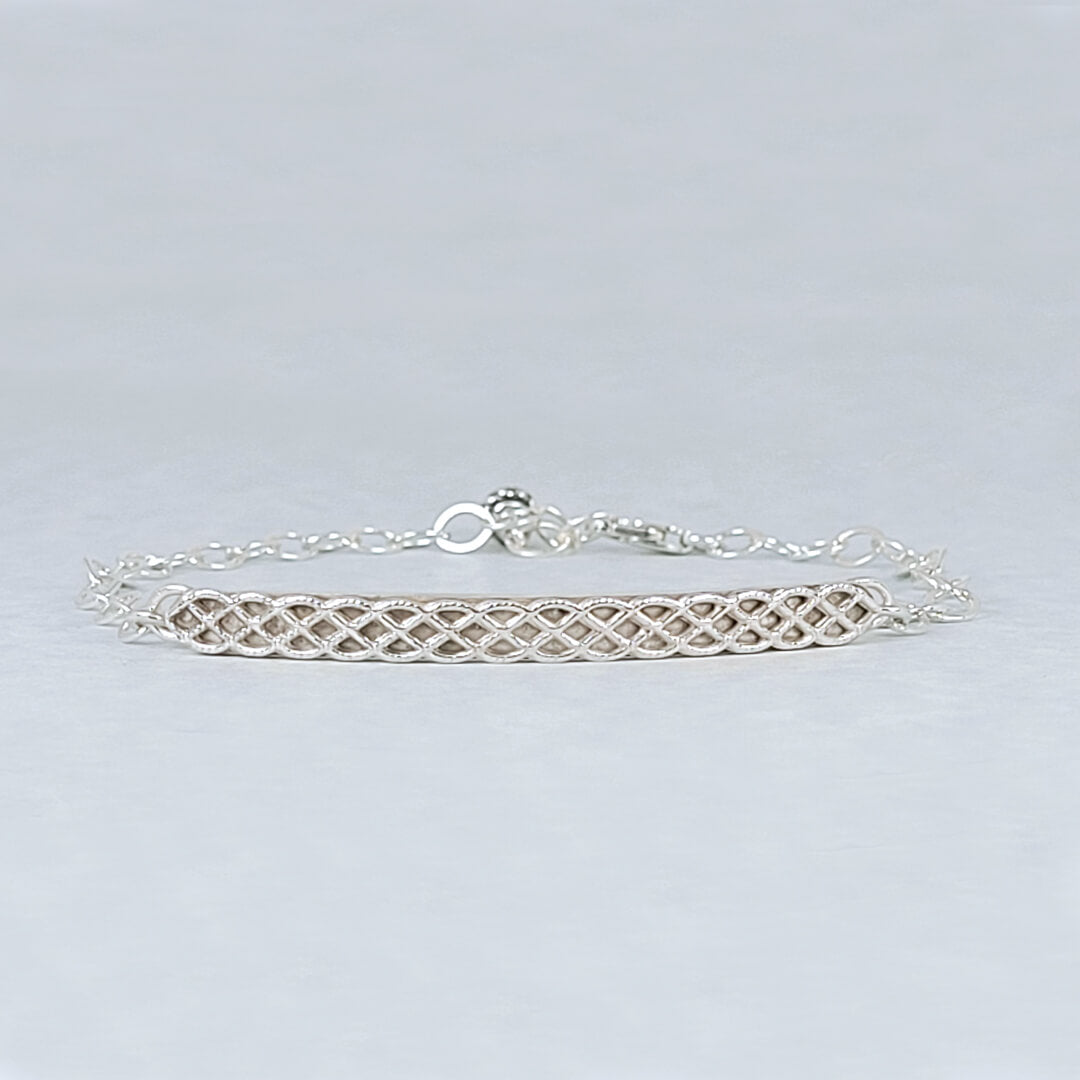 sterling silver woven bar bracelet