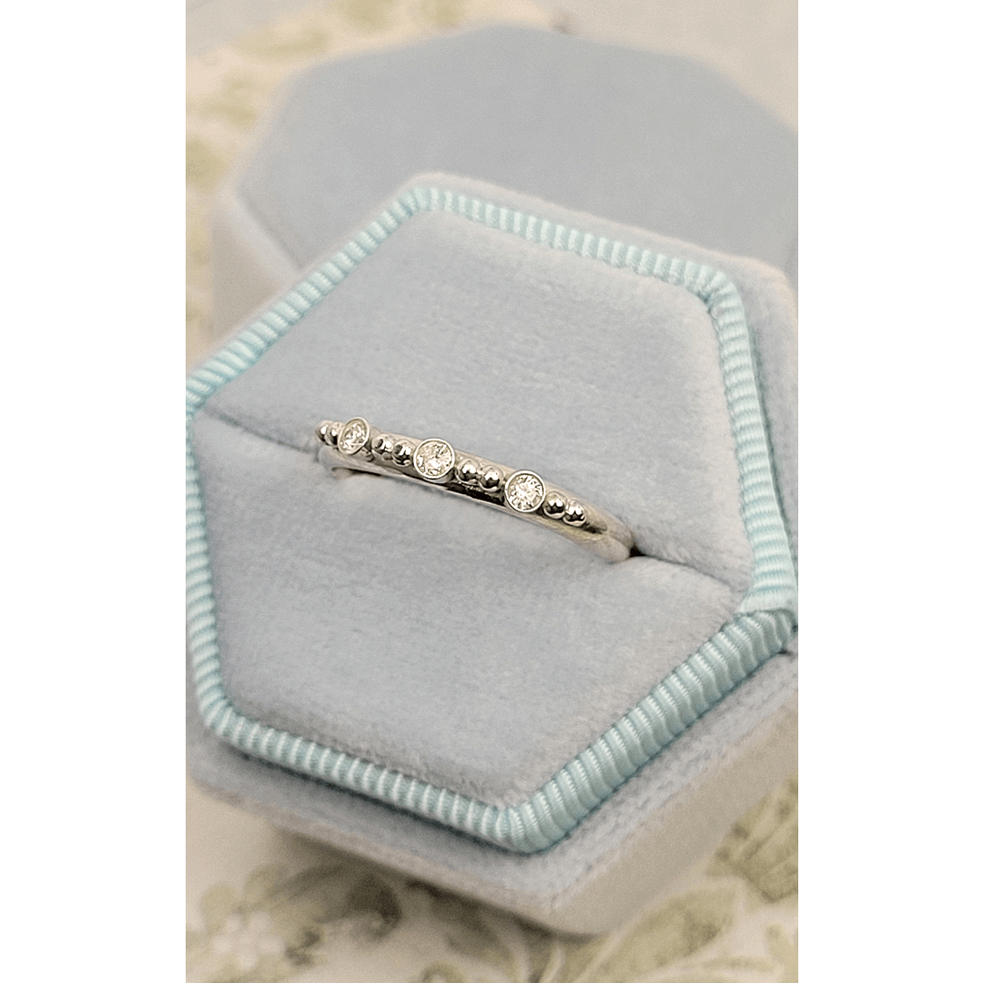 Three Diamond Band Ring in Sterling Silver