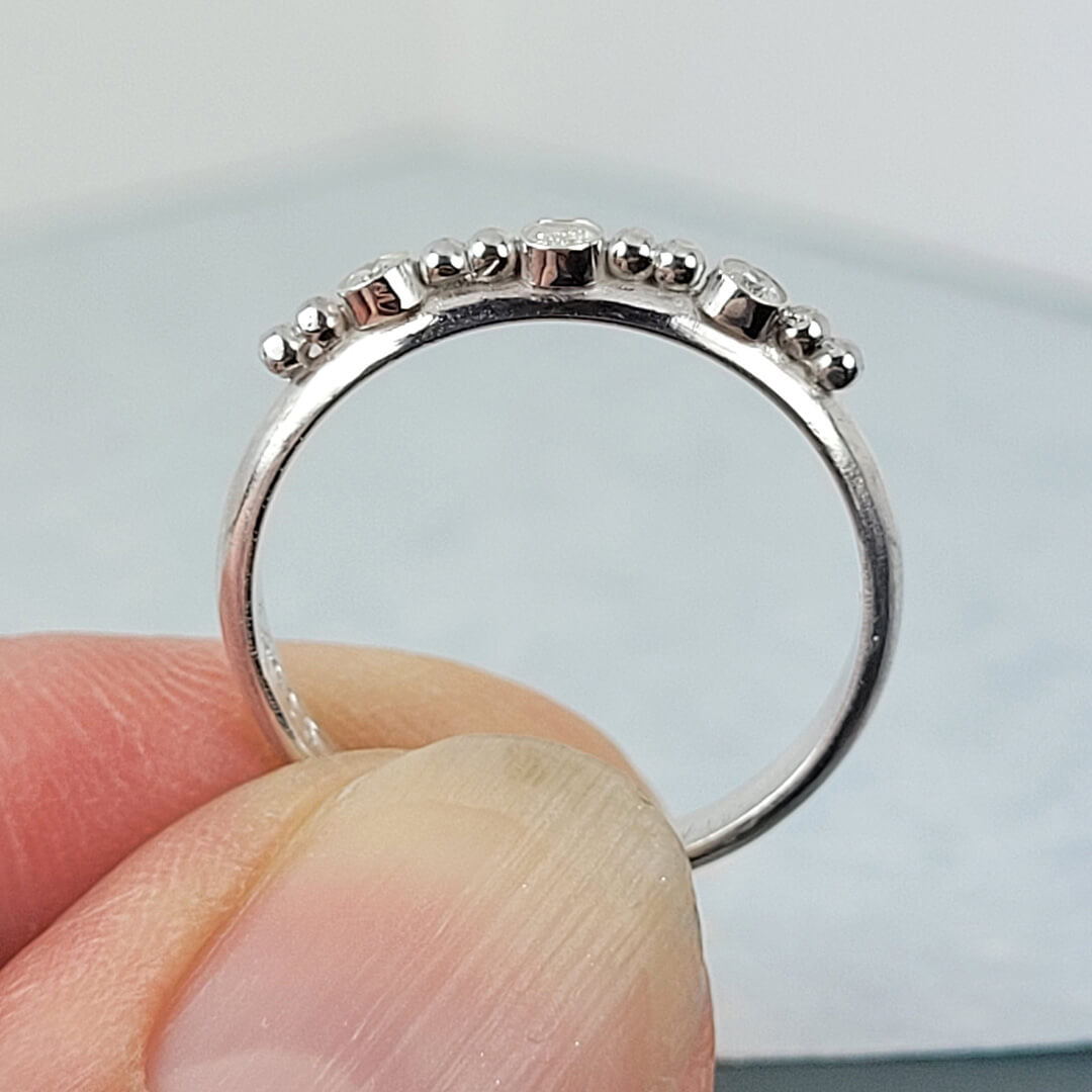 Three Diamond Band Ring Setting in Sterling Silver