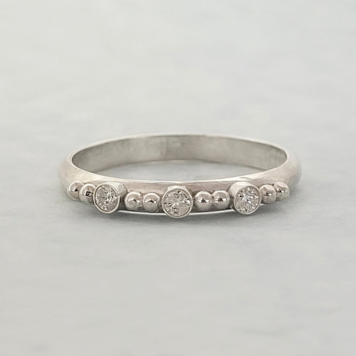 Three Diamond Band Ring in Sterling Silver