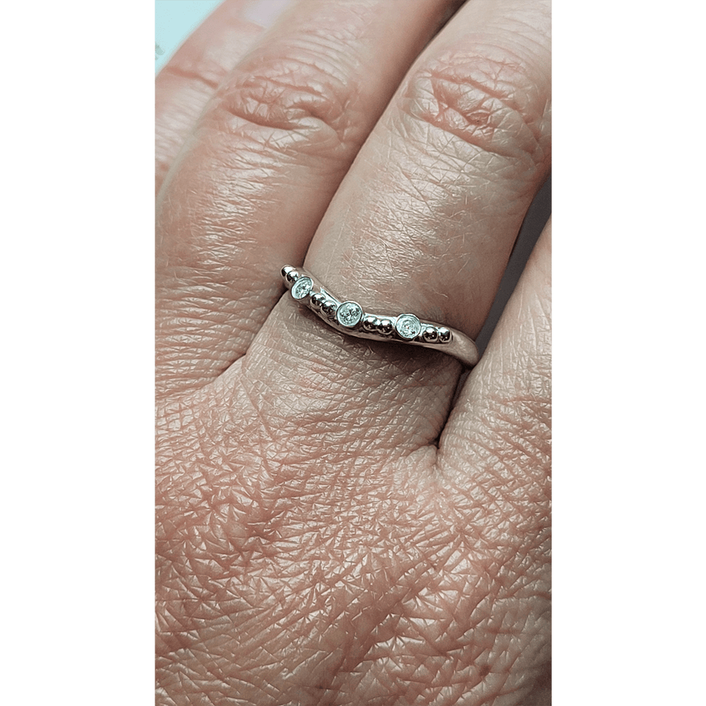 Curved Diamond Band Ring in Sterling Silver