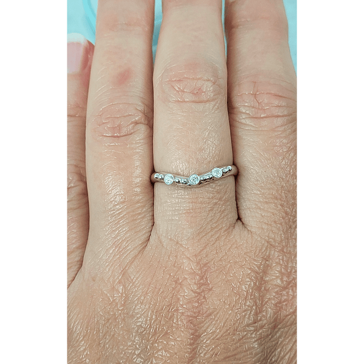 Curved Diamond Band Ring in Sterling Silver