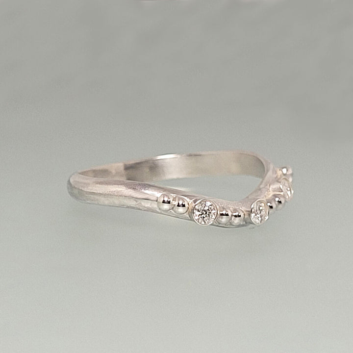 Curved Diamond Band Ring in Sterling Silver