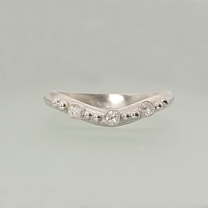 Curved Diamond Band Ring in Sterling Silver