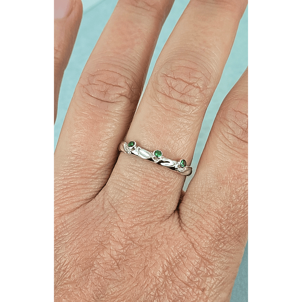 Leaf Crown Tsavorite Garnet Ring in Sterling Silver