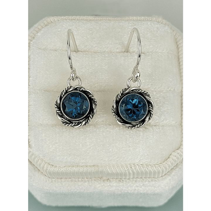 London blue topaz earrings in sterling silver, vintage style