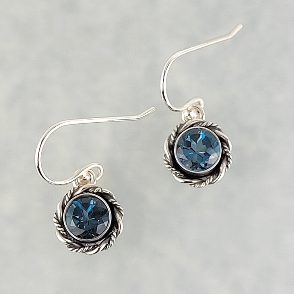 Vintage Silver Fringe Earrings with. Blue topaz Art Deco Filigree Blue Topaz Drop Earrings in Sterling  main image 4