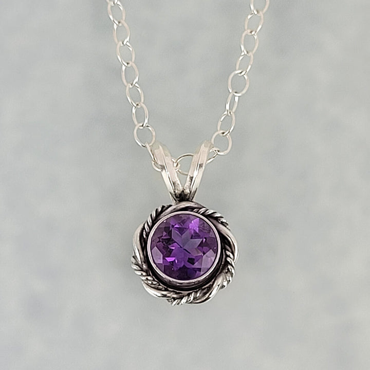 dainty amethyst necklace in sterling silver, vintage style