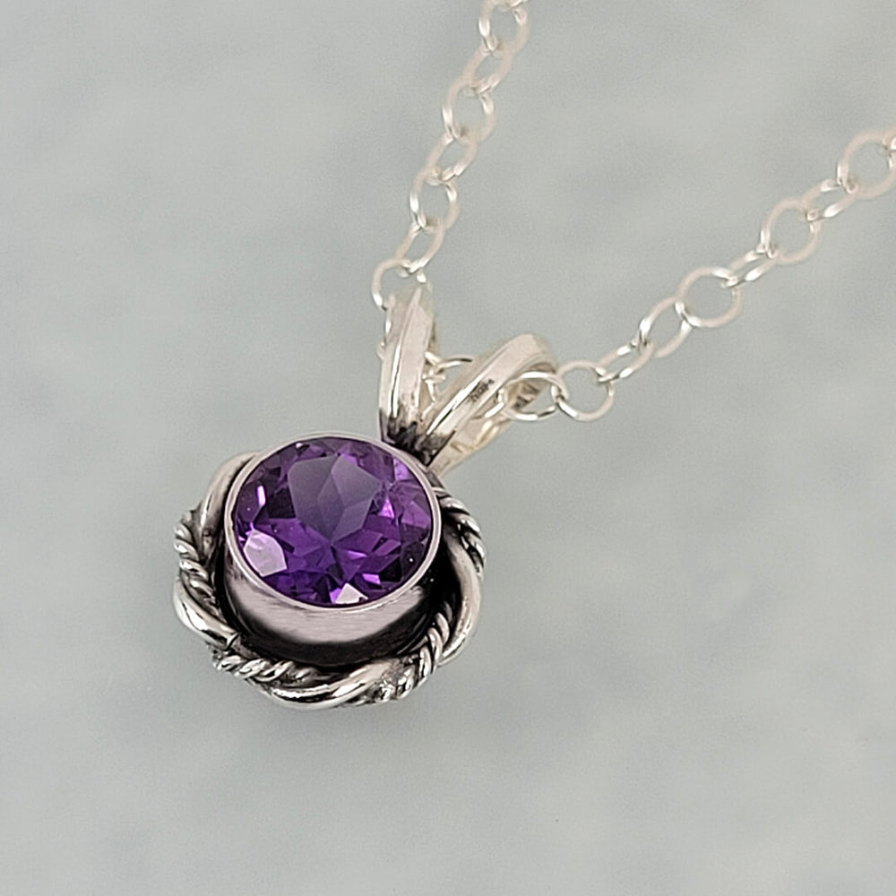 dainty amethyst necklace in sterling silver, vintage style
