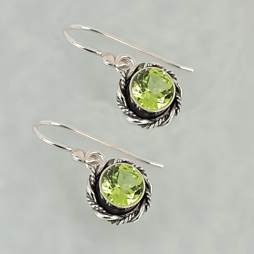 peridot drop earrings in sterling silver, vintage style