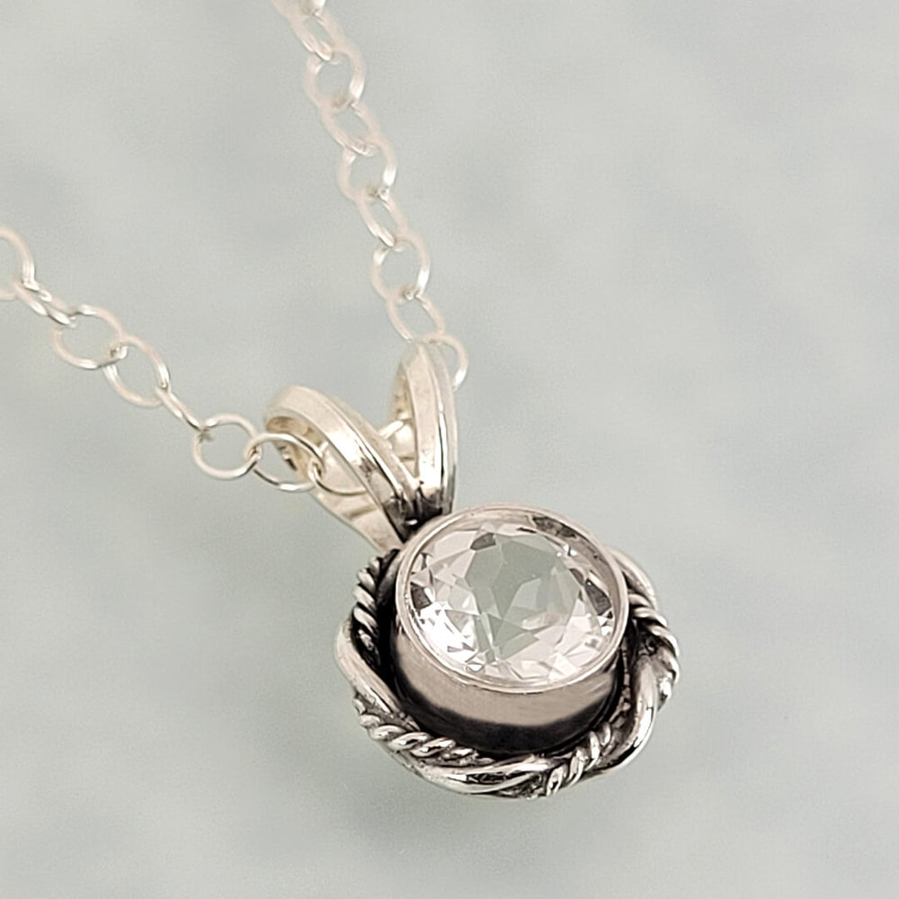 dainty white topaz necklace in sterling silver