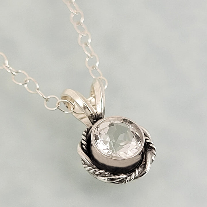dainty white topaz necklace in sterling silver