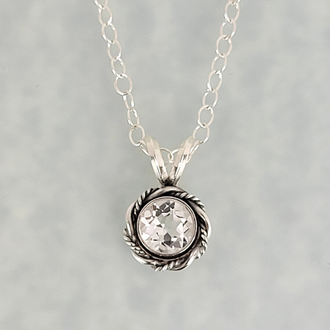 dainty white topaz necklace in sterling silver