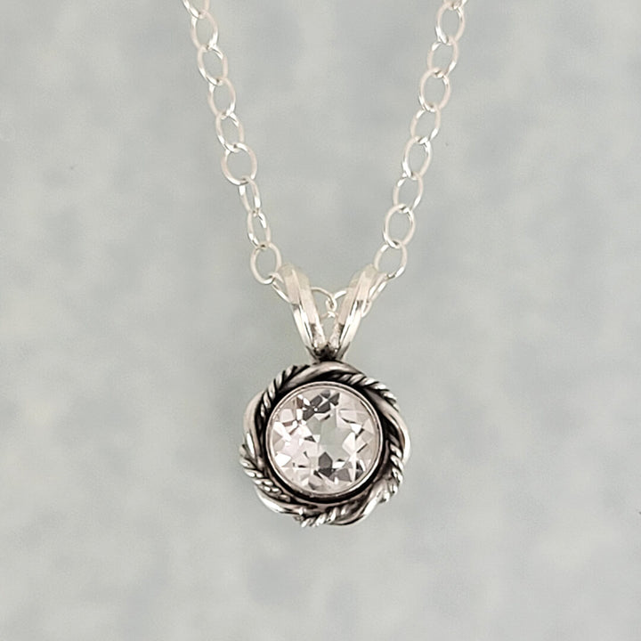 dainty white topaz necklace in sterling silver