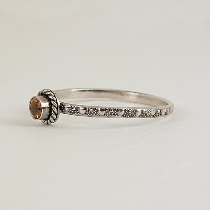 Vintage Style Citrine November Birthstone Ring in Sterling Silver