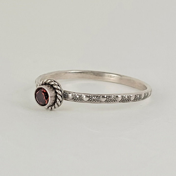 Vintage Style Garnet January birthstone ring in sterling silver