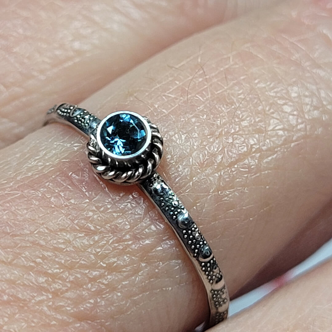 December Blue Topaz Birthstone Ring in Silver Silver