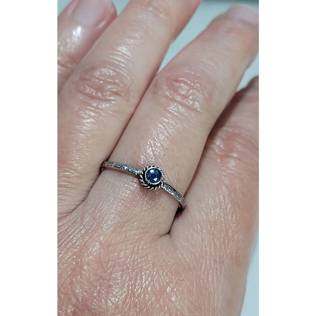 Vintage Style Sapphire September Birthstone Ring in Sterling Silver